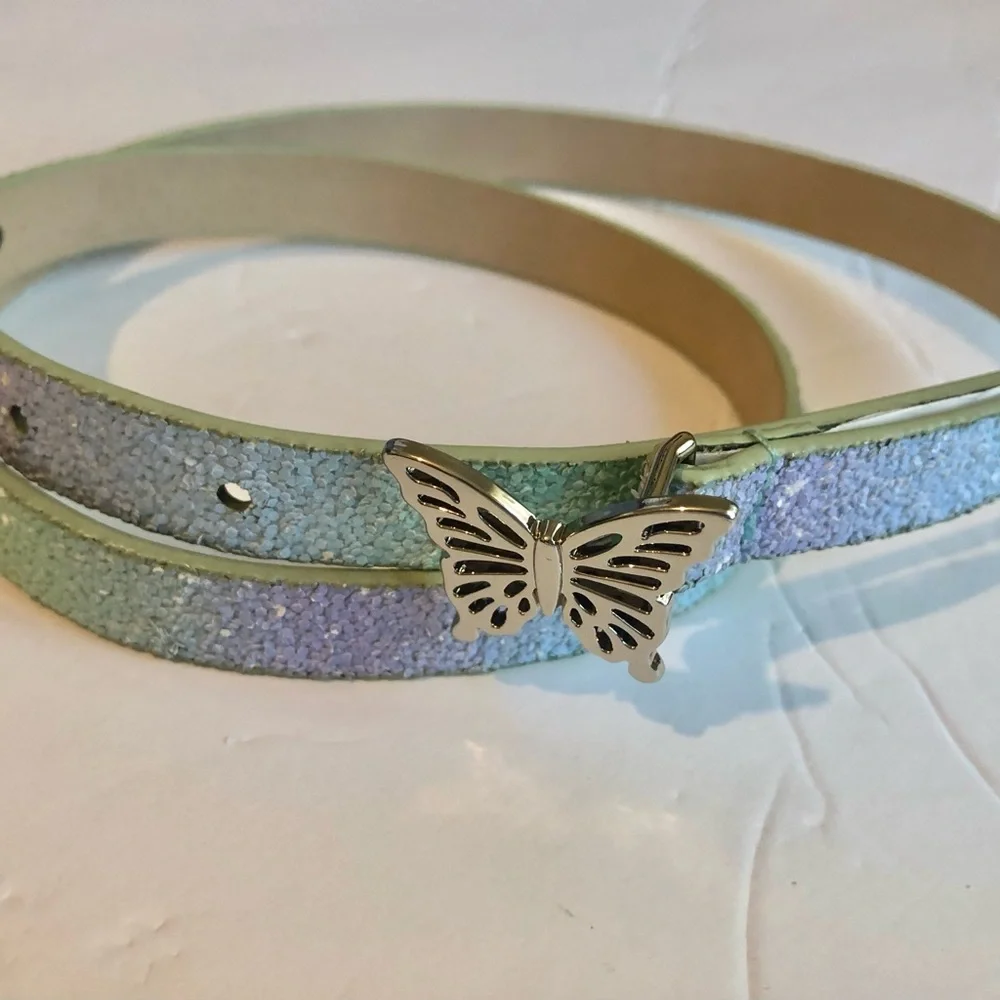 Cat & Jack Girls Belts Set of (3) Size Large Heart Butterfly Studs 26 to 30” New